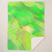 Klein geelachtig en levendig groen sherpa deken (Voorkant)