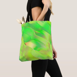 Klein geelachtig en levendig groen tote bag