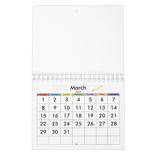 Klein-gele blanco kalender 2023 voor kinderen (Mar 2026)