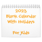 Klein-gele blanco kalender 2023 voor kinderen (Hoes)