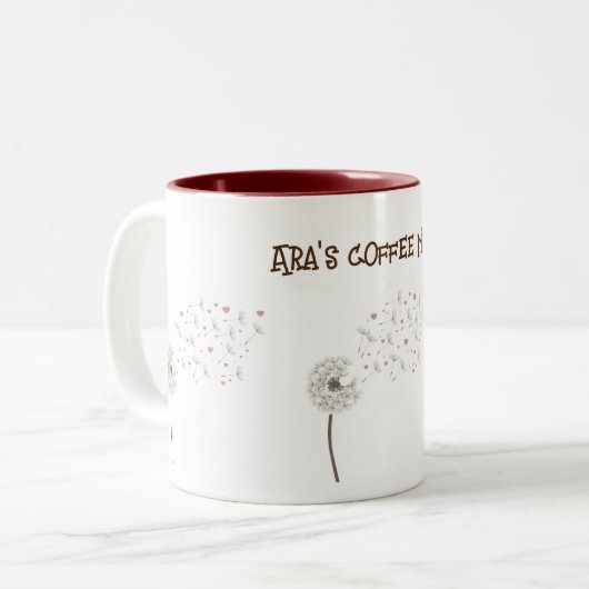 Klein geluk met een speciale paardenbloem mok met (Voorkant links)