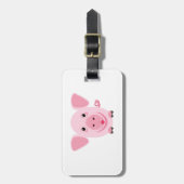Klein gelukkig schattig roze varken bagagelabel (Voorkant verticaal)