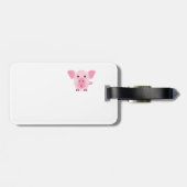 Klein gelukkig schattig roze varken bagagelabel (Achterkant horizontaal)
