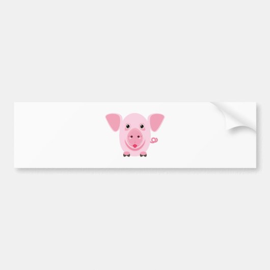 Klein gelukkig schattig roze varken bumpersticker (Voorkant)