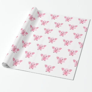 Klein gelukkig schattig roze varken cadeaupapier