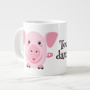 Klein gelukkig schattig roze varken grote koffiekop