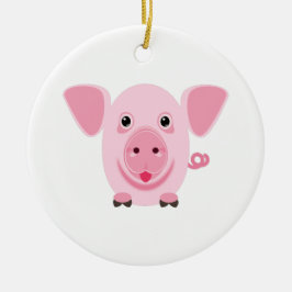 Klein gelukkig schattig roze varken keramisch ornament