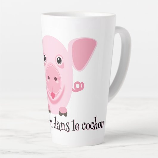 Klein gelukkig schattig roze varken latte mok (Rechterhoek)