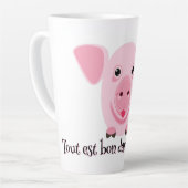 Klein gelukkig schattig roze varken latte mok (Linkerhoek)