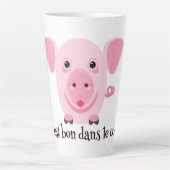 Klein gelukkig schattig roze varken latte mok (Voorkant)