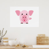 Klein gelukkig schattig roze varken poster (Keuken)