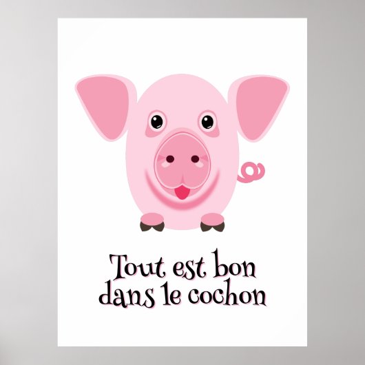 Klein gelukkig schattig roze varken poster (Voorkant)
