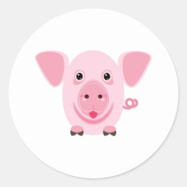 Klein gelukkig schattig roze varken ronde sticker