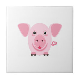 Klein gelukkig schattig roze varken tegeltje