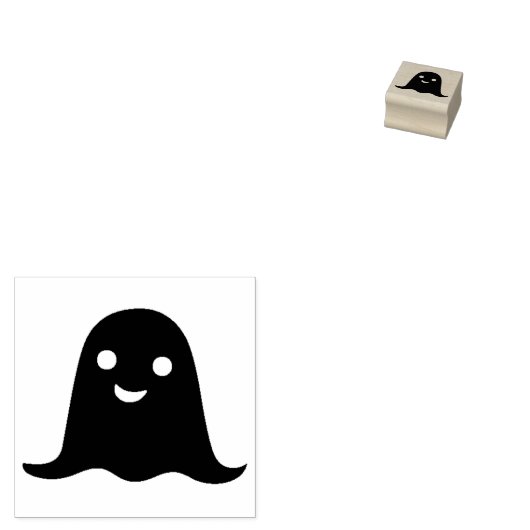 Klein, gelukkig spooksilhouette, kunststempel rubberstempel (Gestempeld)