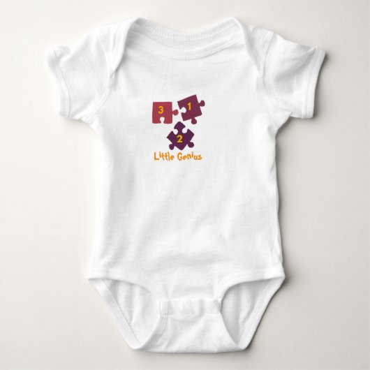 Klein genie puzzel baby romper . (Voorkant)