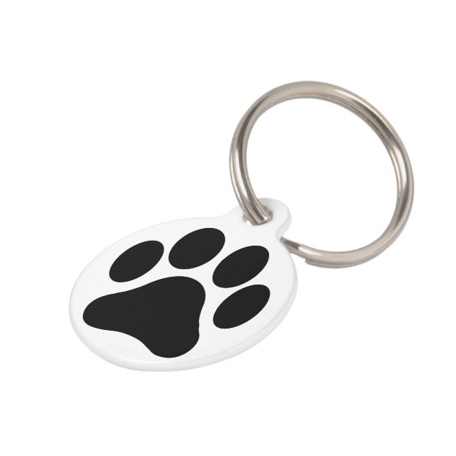 Klein Gepersonaliseerd zwart-wittekopperlabel Huisdierpenning (Zijkant)