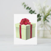 Klein gestreept cadeautje/Cadeau met roodbruin lin Briefkaart (Staand voorkant)