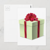 Klein gestreept cadeautje/Cadeau met roodbruin lin Briefkaart (Voorkant / Achterkant)