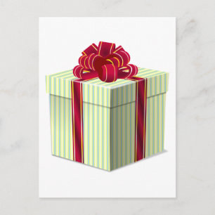 Klein gestreept cadeautje/Cadeau met roodbruin lin Briefkaart