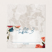 Klein gevouwen Blauwgroen, rood, perzikkleurige hu Visitekaartje (Buitenkant ongevouwen)