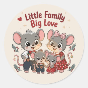 Klein gezin grote liefde Schattige muis Ronde Sticker