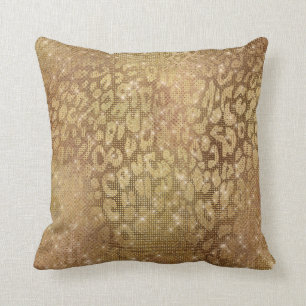 Klein glam Gold Metallic Steel Leopard Animal Skin Kussen
