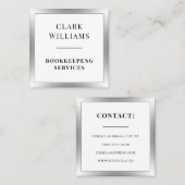 Klein glanzend lijst zilver vierkant visitekaartje (Voorkant / Achterkant)