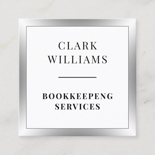 Klein glanzend lijst zilver vierkant visitekaartje (Voorkant)