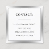 Klein glanzend lijst zilver vierkant visitekaartje (Achterkant)