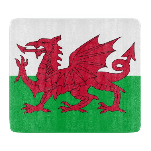 Klein glassnijbord met vlag van Wales Snijplank (Voorkant)