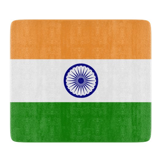 Klein glazen snijbord met vlag van India Snijplank (Voorkant)