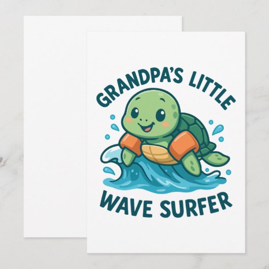 Klein golfplank surfende schildpadje van opa kaart (Voorkant / Achterkant)