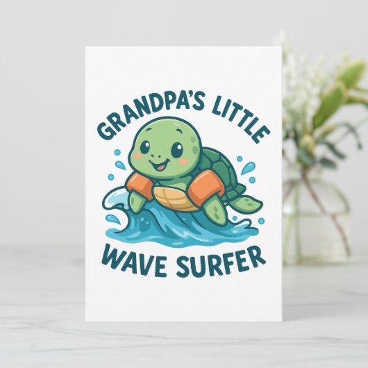 Klein golfplankrijdend schildpadje van opa kaart (Staand voorkant)