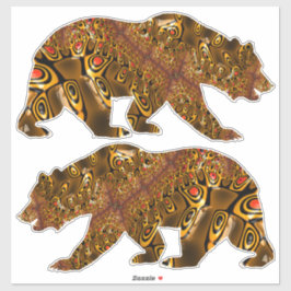 Klein goud en Oranje gepotte fractale Beer Sticker