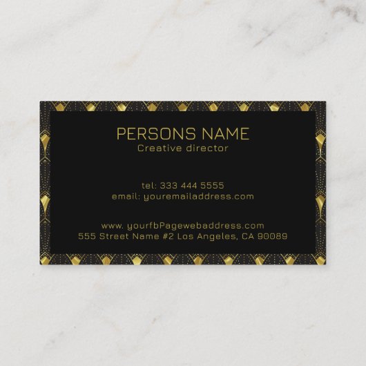 Klein goud en zwart decopatroon visitekaartje (Achterkant)
