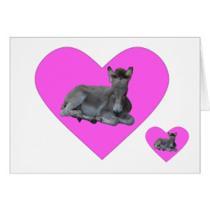 Klein grijs Donkey Foal in Big Pink Heart