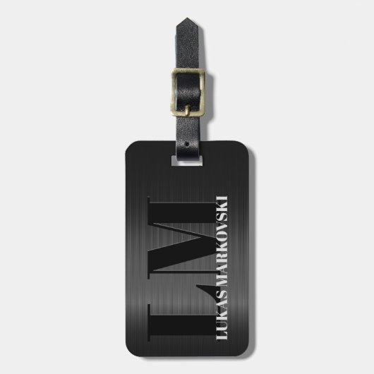 Klein grijs koolstofvezel textuur Bagagelabel 2 (Voorkant verticaal)