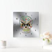 Klein grijs Roestvrij staal en kleurrijke flessenw Vierkante Klok (Huis)