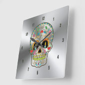 Klein grijs Roestvrij staal en kleurrijke flessenw Vierkante Klok (Hoek)