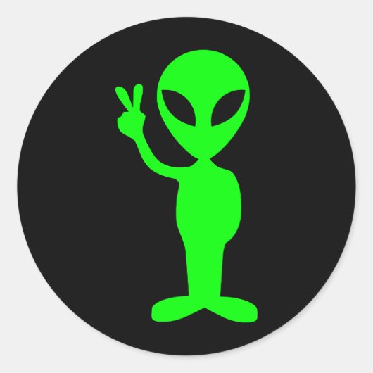 Klein groen Man op zwart Ronde Sticker (Voorkant)