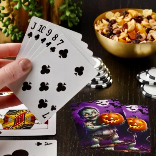 Klein groen monster & pompoen vriend pokerkaarten