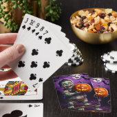 Klein groen monster & pompoen vriend pokerkaarten (Insitu)