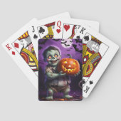 Klein groen monster & pompoen vriend pokerkaarten (Achterkant)
