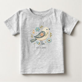 Klein groen vogeltje bloemen baby t-shirt