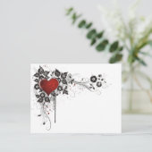 Klein hart, bladeren en bloemen - Origineel Briefkaart (Staand voorkant)