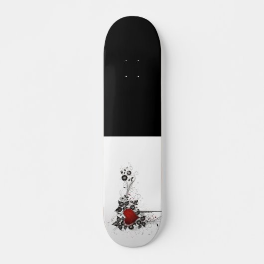 Klein hart, bladeren en bloemen - Origineel Persoonlijk Skateboard (Voorkant)