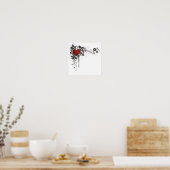 Klein hart, bladeren en bloemen - Origineel Poster (Keuken)