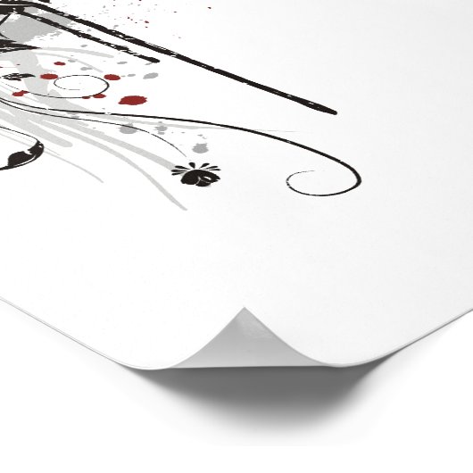 Klein hart, bladeren en bloemen - Origineel Poster (Hoek)