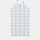 Klein Hart Blauw Gingham Teddybeer Baby Shower Cadeaulabel (Achterkant)